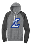 Lisbon Blue Devils Logo L Distressed Jerzees Snow Heather French Terry Raglan Hoodie