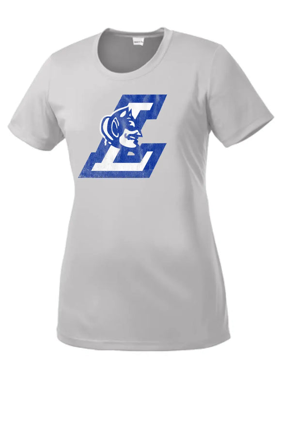 Lisbon Blue Devils Logo L Distressed Ladies PosiCharge Competitor Tee