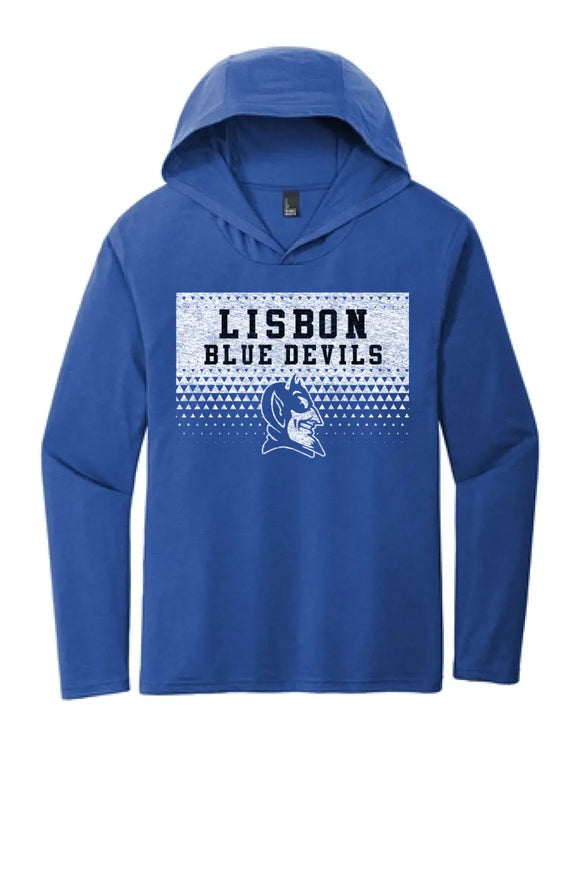 Lisbon Blue Devils Triangles Distressed Perfect Tri Long Sleeve Hoodie