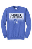 Lisbon Blue Devils Triangles Distressed Core Fleece Crewneck Sweatshirt