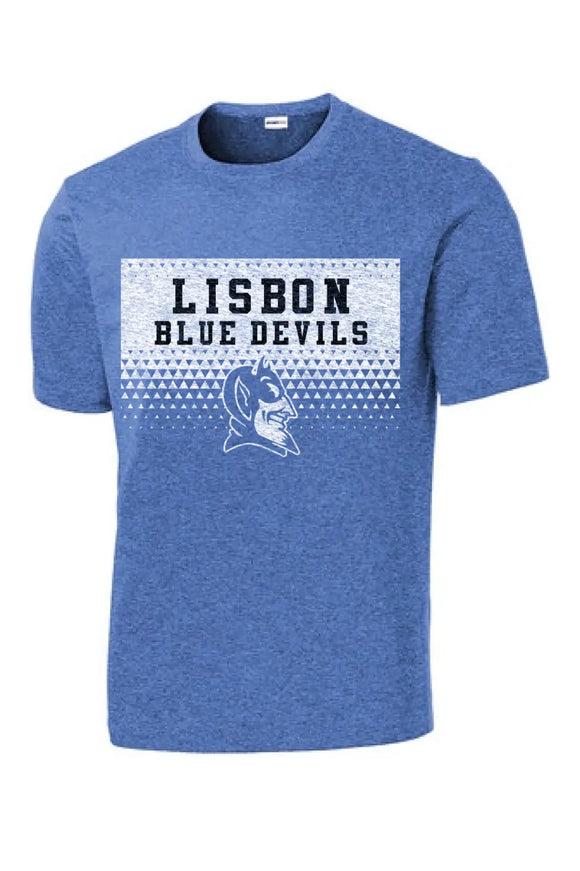 Lisbon Blue Devils Triangles Distressed PosiCharge Competitor Tee