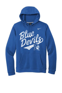 Lisbon Blue Devils Script Distressed Nike Club Fleece Pullover Hoodie