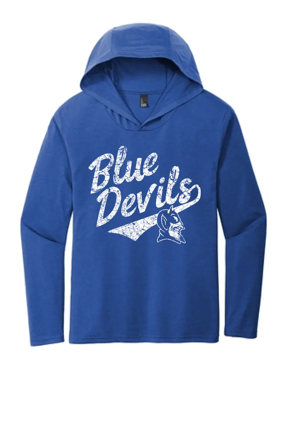 Lisbon Blue Devils Script Distressed Perfect Tri Long Sleeve Hoodie