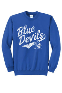 Lisbon Blue Devils Script Distressed Core Fleece Crewneck Sweatshirt