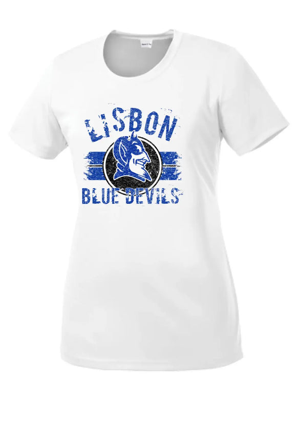 Lisbon Blue Devils Boycott Distressed Ladies PosiCharge Competitor Tee