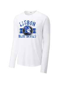 Lisbon Blue Devils Boycott Distressed Long Sleeve Tri-Blend Wicking Raglan Tee