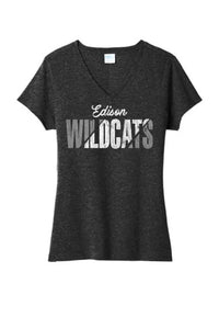 Edison Wildcats 2023-07 Ladies Tri-Blend V-Neck Tee