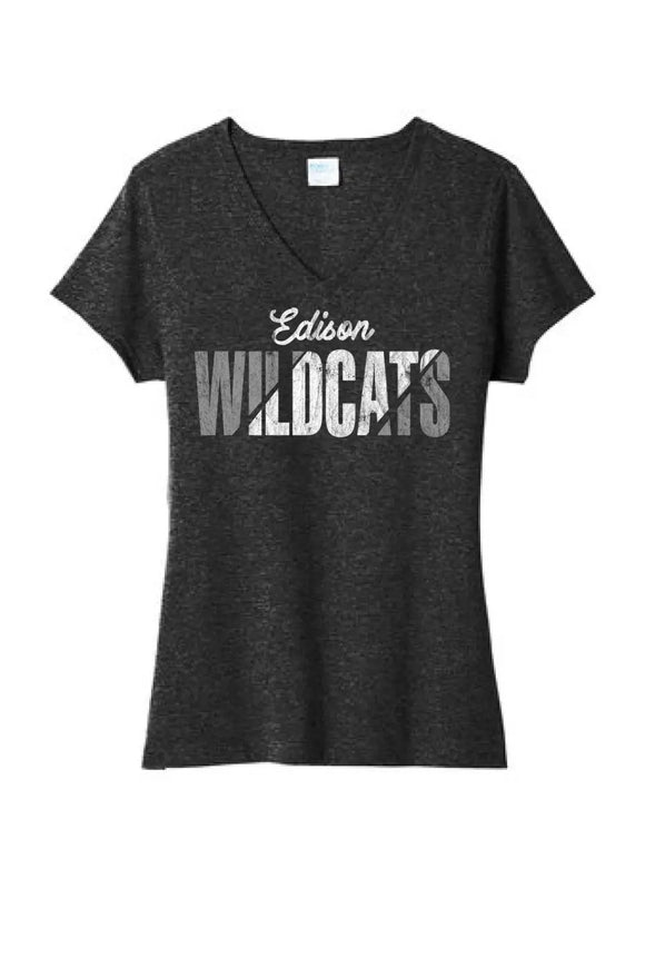 Edison Wildcats 2023-07 Ladies Tri-Blend V-Neck Tee