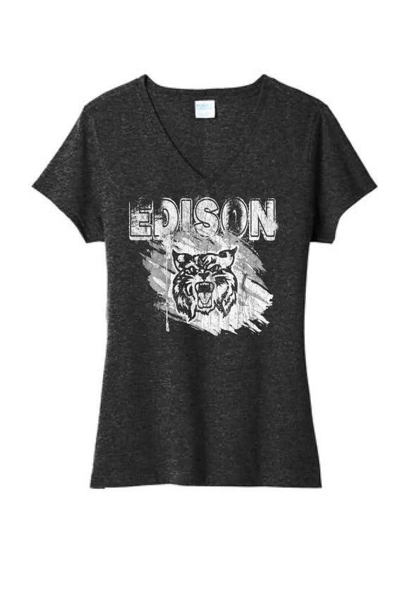 Edison Wildcats 2023-05 Ladies Tri-Blend V-Neck Tee