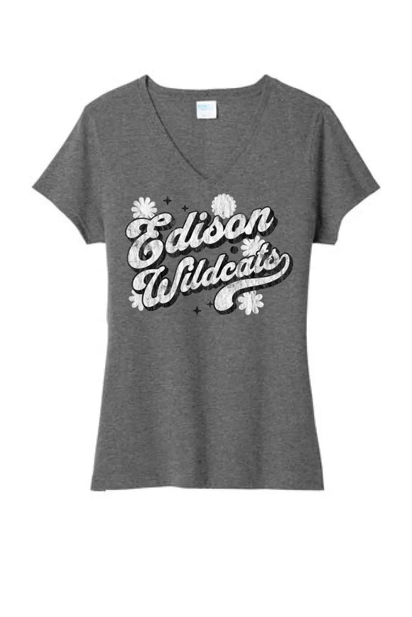 Edison Wildcats 2023-08 Ladies Tri-Blend V-Neck Tee