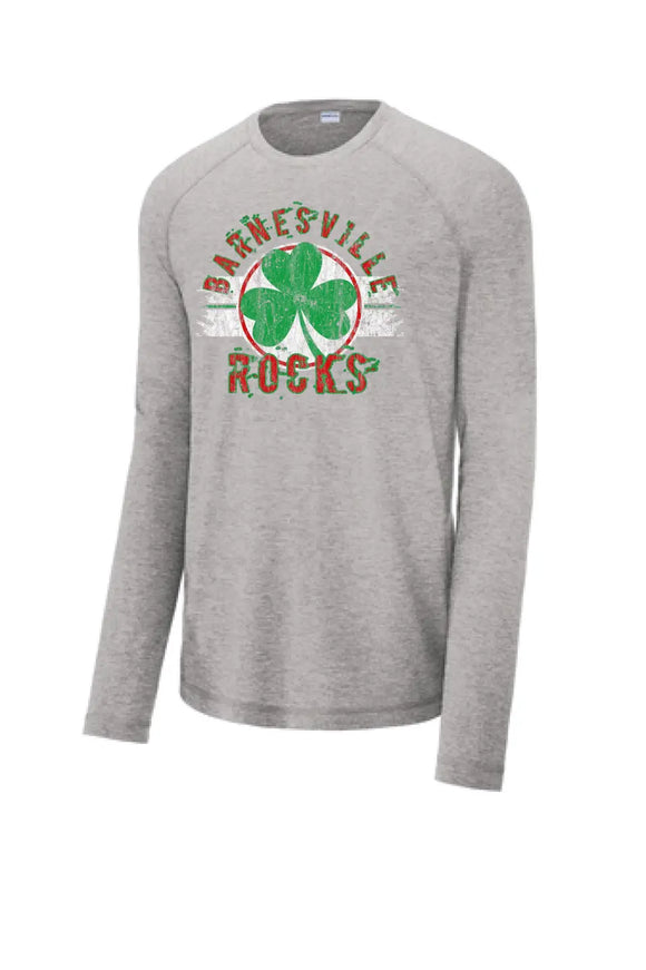 Barnesville 2023-02 Distressed Long Sleeve Tri-Blend Wicking Raglan Tee