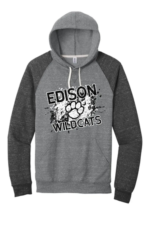 Edison Splatter Jerzees Snow Heather French Terry Raglan Hoodie