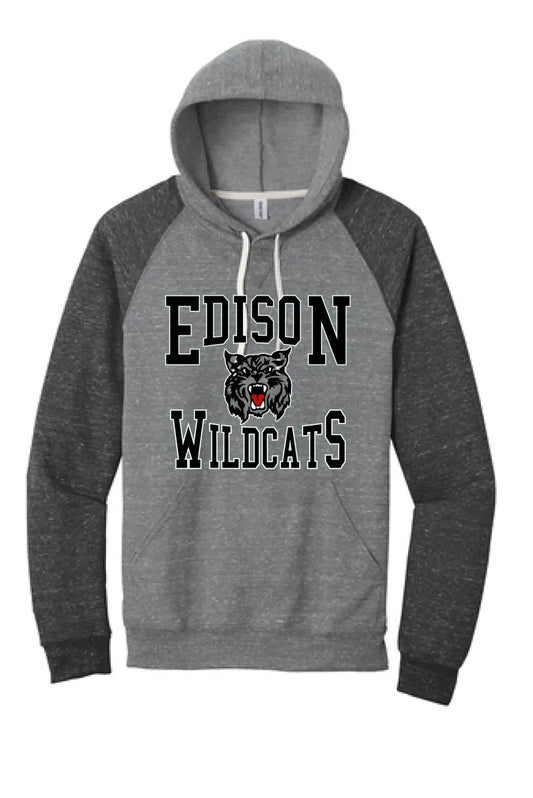 Edison Retro Wildcat Jerzees Snow Heather French Terry Raglan Hoodie