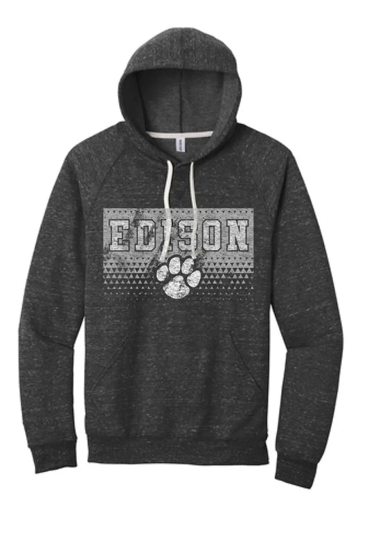 Edison Distressed Triangle Jerzees Snow Heather French Terry Raglan Hoodie