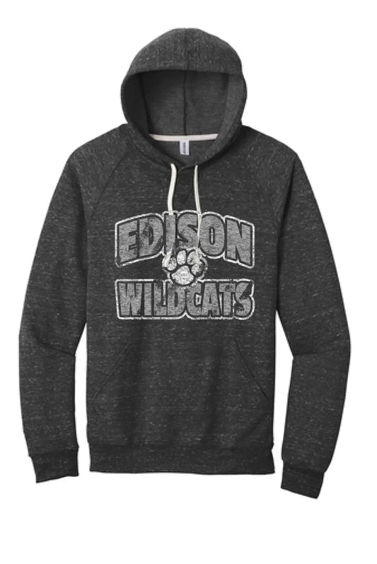 Edison Distressed Paw Jerzees Snow Heather French Terry Raglan Hoodie