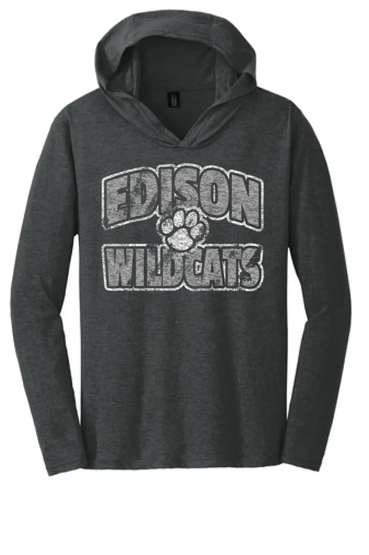 Edison Distressed Paw Perfect Tri-Long Sleeve Hoodie