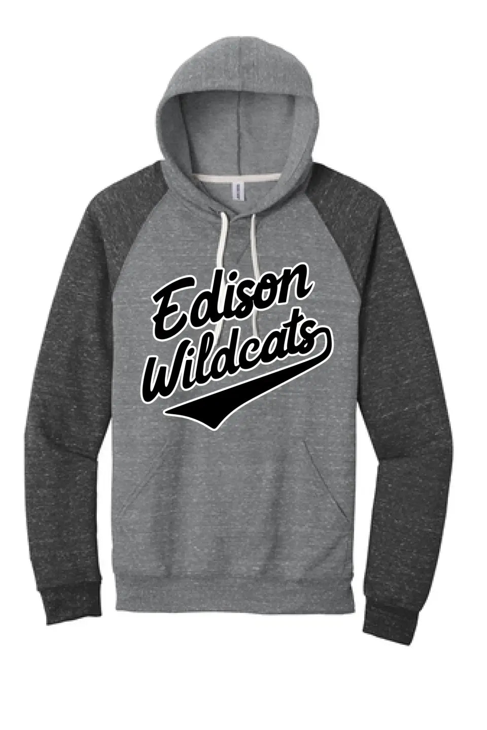 Edison Script Jerzees Snow Heather French Terry Raglan Hoodie