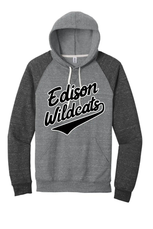 Edison Script Jerzees Snow Heather French Terry Raglan Hoodie