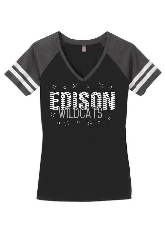 Edison Waves Triple Women's Game V-Neck Tee