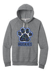 Huskies Flower Paw Jerzees Snow Heather French Terry Raglan Hoodie