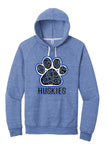 Huskies Flower Paw Jerzees Snow Heather French Terry Raglan Hoodie