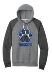 Huskies Flower Paw Jerzees Snow Heather French Terry Raglan Hoodie