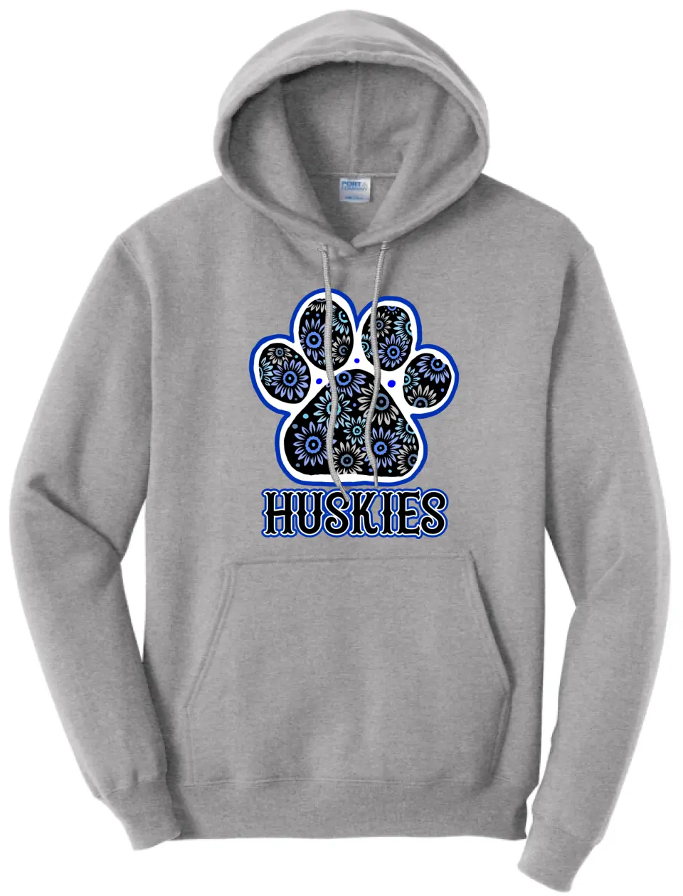 Huskies Flower Paw Fleece Pullover Hooded Sweatshirt