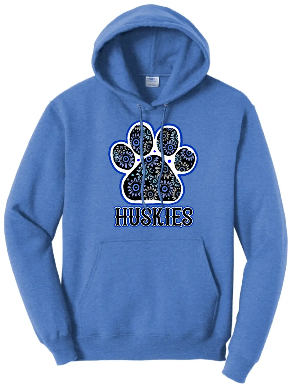 Huskies Flower Paw Fleece Pullover Hooded Sweatshirt