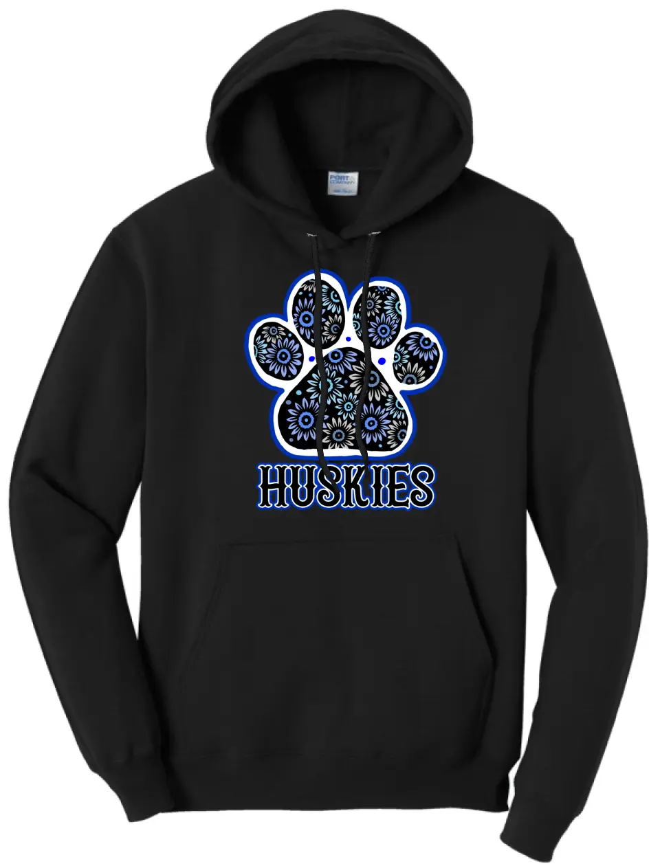 Huskies Flower Paw Fleece Pullover Hooded Sweatshirt