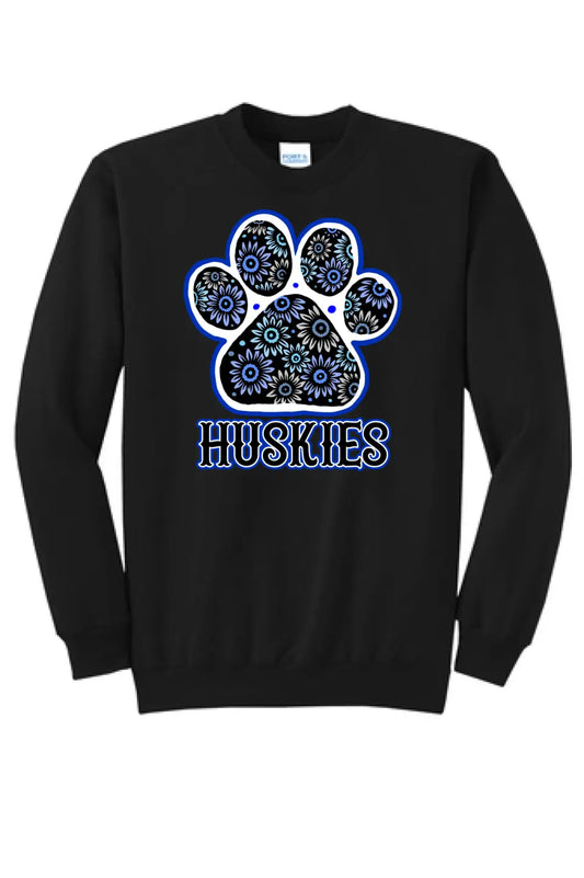 Huskies Flower Paw Core Fleece Crewneck Sweatshirt