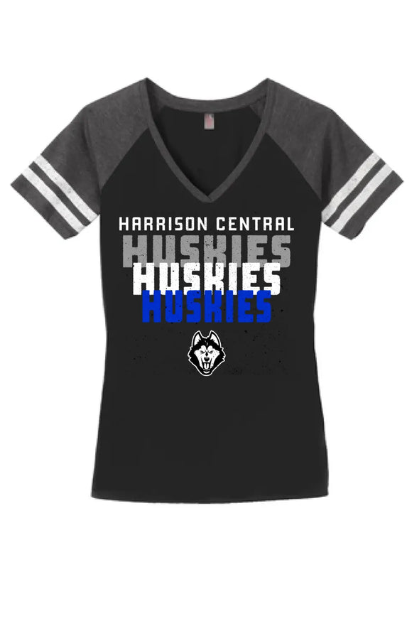 Huskies Huskies Huskies Women's Game V-Neck Tee