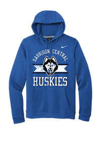 Harrison Central Distressed on Royal Nike Club Fleece Pullover Hoodie