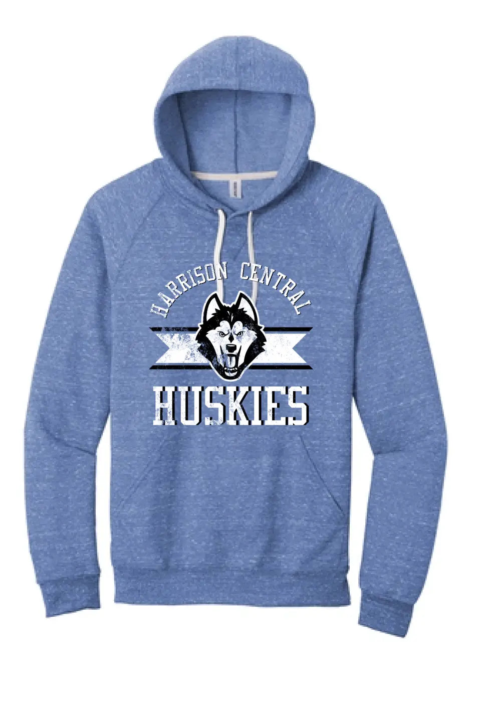 Harrison Central Distressed on Royal Jerzees Snow Heather French Terry Raglan Hoodie