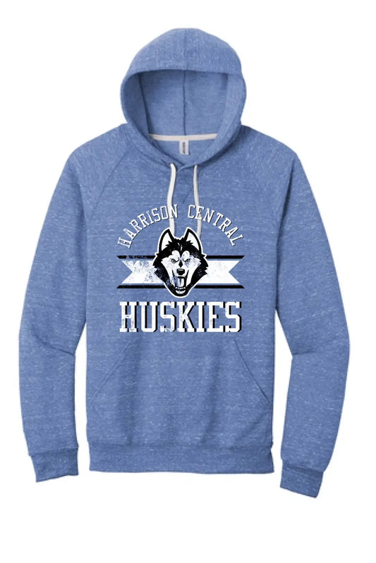 Harrison Central Distressed on Royal Jerzees Snow Heather French Terry Raglan Hoodie