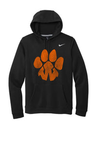 Wellsville Distressed Tiger Paw Logo Nike Club Fleece Pullover Hoodie