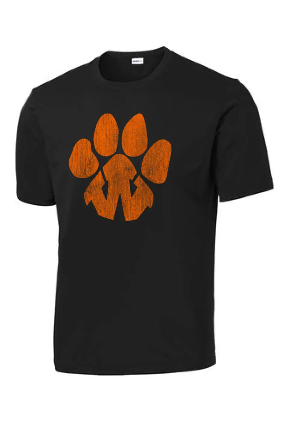 Wellsville Distressed Tiger Paw Logo PosiCharge Competitor Tee