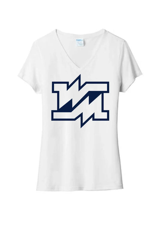 Weirton Madonna Logo Ladies Tri-Blend V-Neck Tee