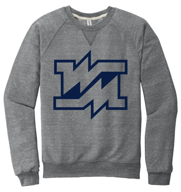 Weirton Madonna Logo Jerzees Snow Heather French Terry Raglan Crew