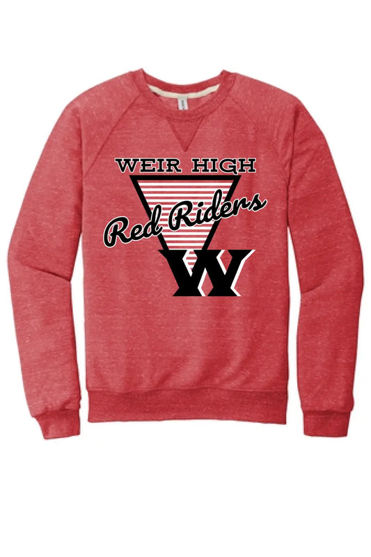 Weir Red Riders Pacifico Jerzees Snow Heather French Terry Raglan Crew