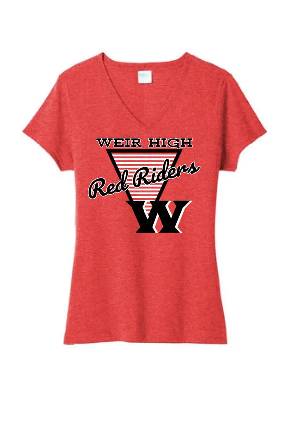 Weir Red Riders Pacifico Ladies Tri-Blend V-Neck Tee