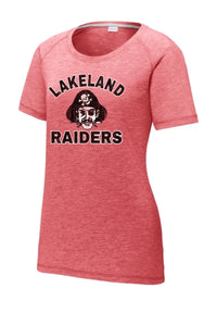 Lakeland Raiders 2023 001 Ladies PosiCharge Tri-Blend Wicking Scoop Neck Raglan Tee