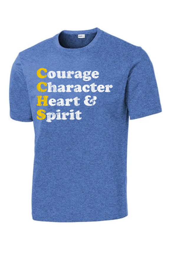 Steubenville Catholic Central Courage Character Heart Spirit PosiCharge Competitor Tee