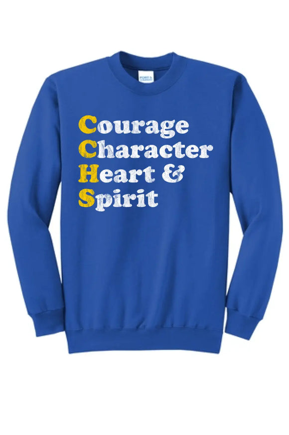 Steubenville Catholic Central Courage Character Heart Spirit Core Fleece Crewneck Sweatshirt