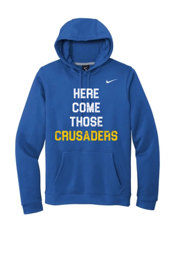Steubenville Catholic Central Distressed Here Come Those Crusaders Nike Club Fleece Pullover Hoodie