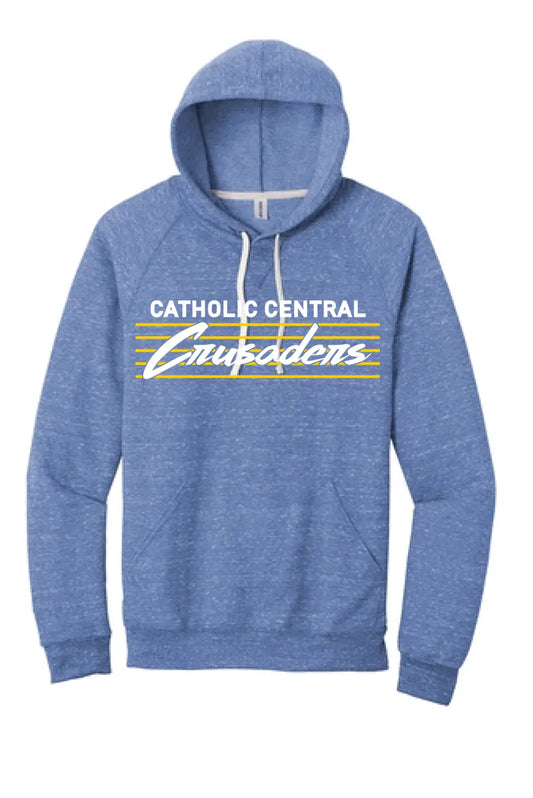 Steubenville Catholic Central Thunderstorm Jerzees Snow Heather French Terry Raglan Hoodie
