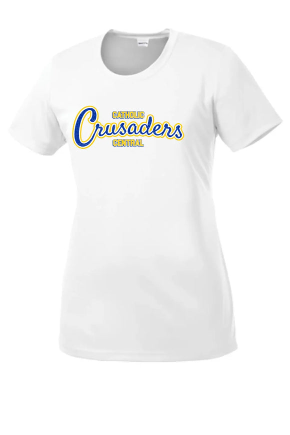 Steubenville Catholic Central Distressed Crusaders Script Ladies Competitor Tee