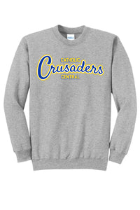 Steubenville Catholic Central Distressed Crusaders Script Core Fleece Crewneck Sweatshirt