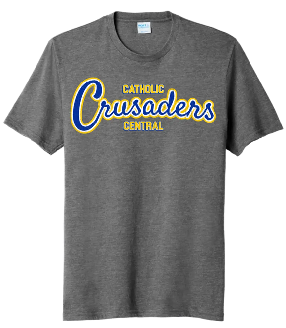 Steubenville Catholic Central Distressed Crusaders Script Tri-Blend Tee