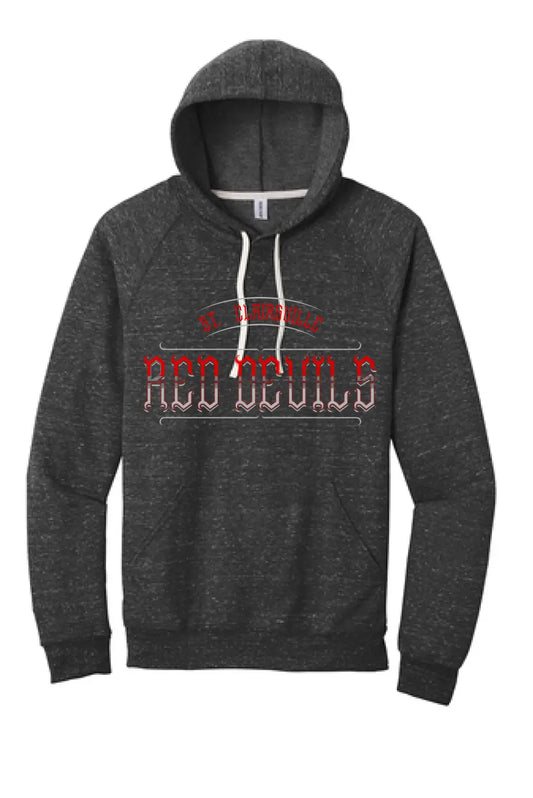 St. Clairsville Vintage Red Devils Jerzees Snow Heather French Terry Raglan Hoodie