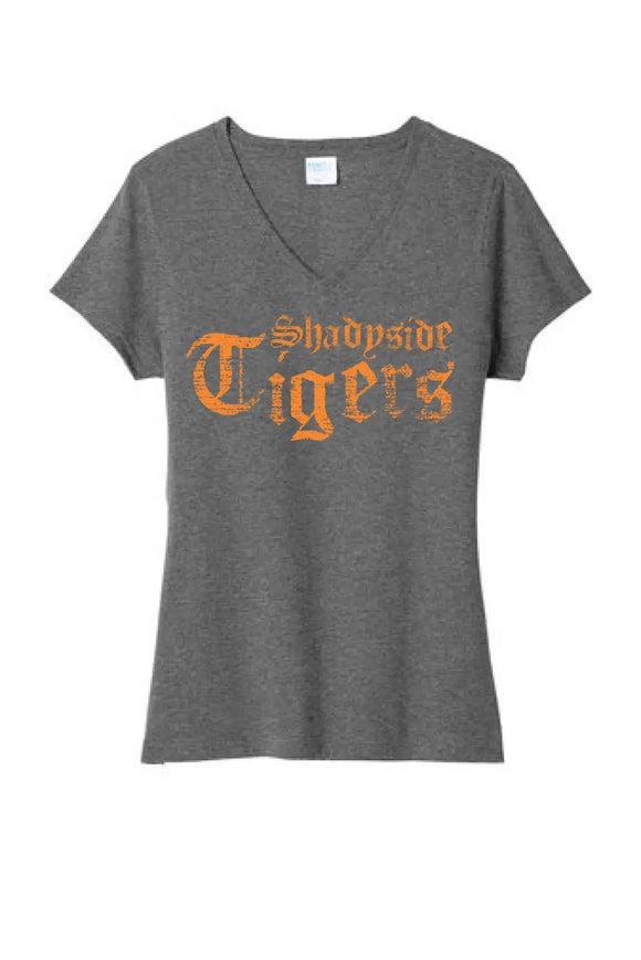 Shadyside Old English Ladies Tri-Blend V-Neck Tee